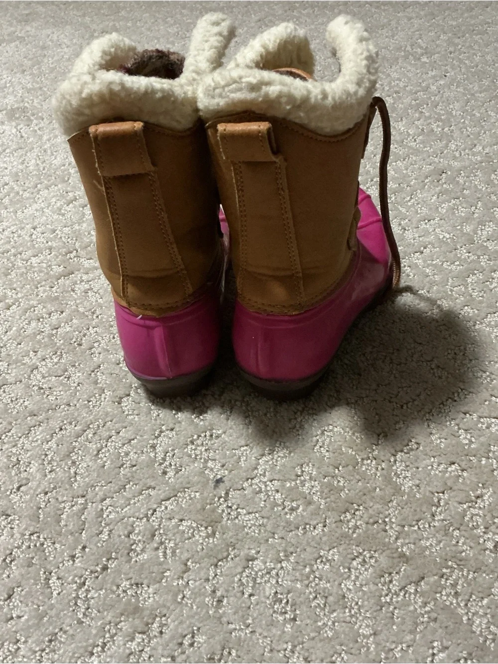 Kids Waterproof Winter Boots in Brown and Pink - Cozy Fleece Lining